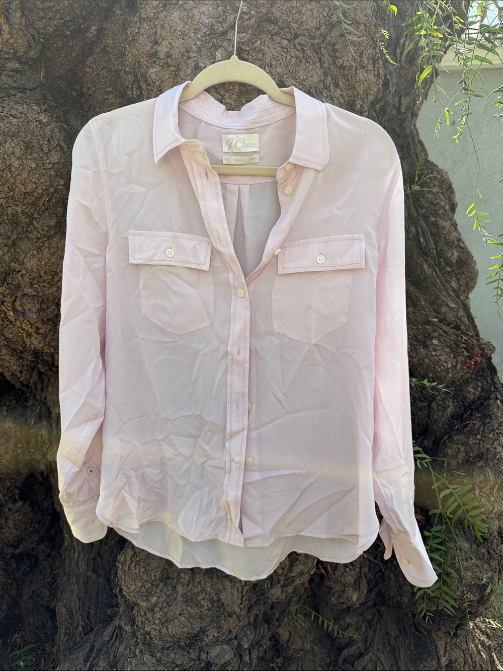 J. Crew Pale Pink Sheer Button-Down Shirt